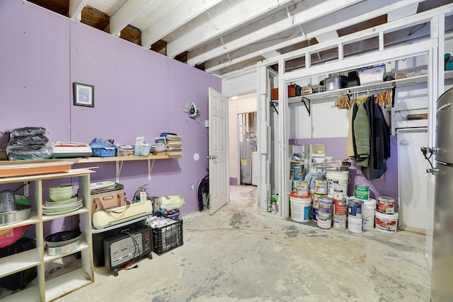 basement with water heater