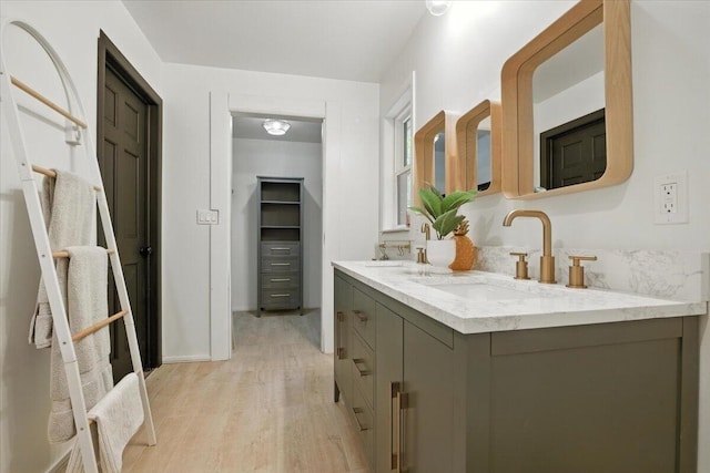 754 Clubhouse Dr, East Stroudsburg, PA 18302 - full bath with wood finished floors and double vanity