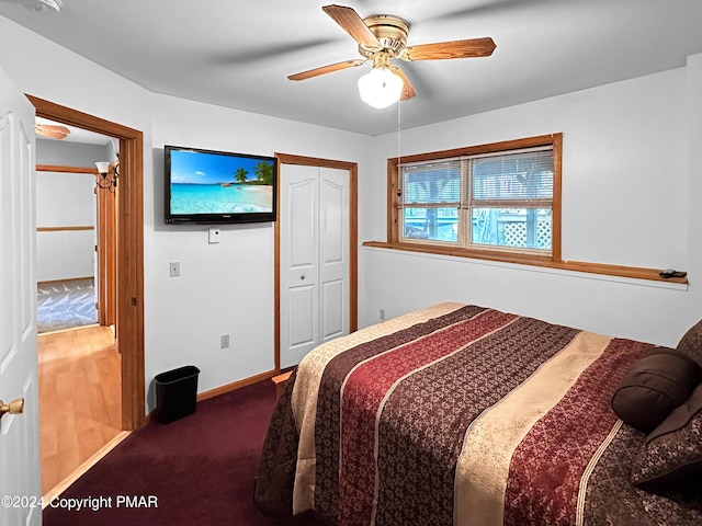 228 Wilbur Bloom Blvd, East Stroudsburg, PA 18302 - carpeted bedroom featuring a closet, baseboards, and ceiling fan