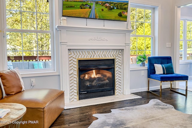258 Dorset Rd, Tobyhanna, PA 18466 - detailed view of wood finished floors and a fireplace with flush hearth