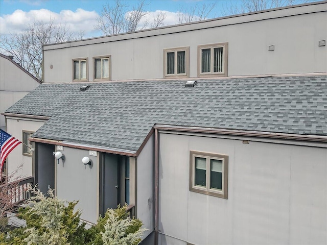 back of house featuring roof with shingles