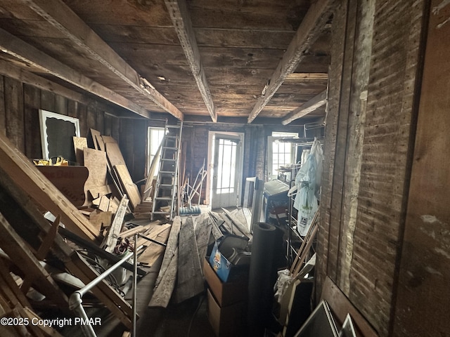 miscellaneous room with wood ceiling