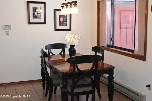 101 Withywindle Way, Tamiment, PA 18371 - dining area with a baseboard heating unit and tile patterned flooring