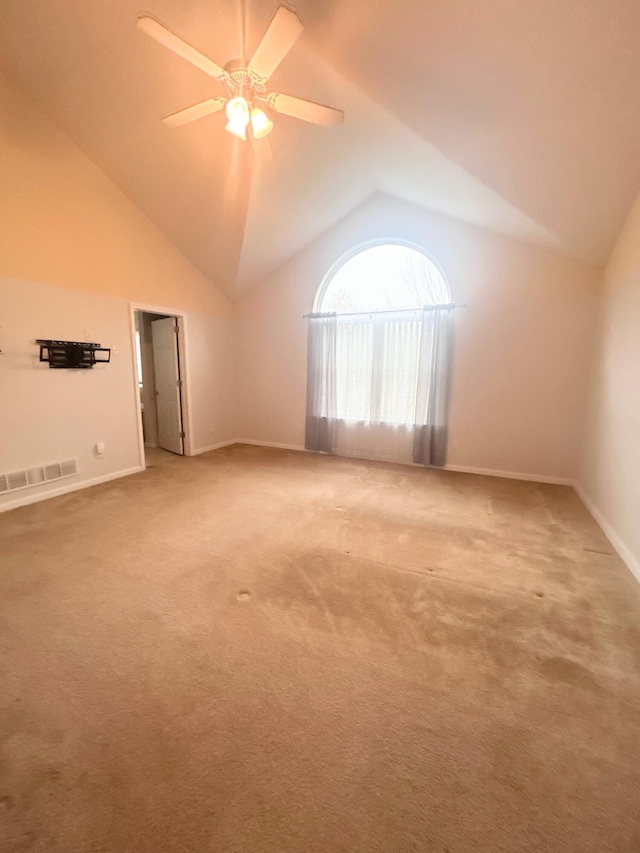 114 Country Ct, Long Pond, PA 18334 - spare room with vaulted ceiling, light colored carpet, and ceiling fan