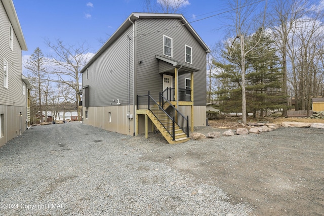 exterior space featuring stairway