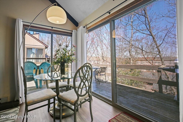 sunroom / solarium featuring lofted ceiling