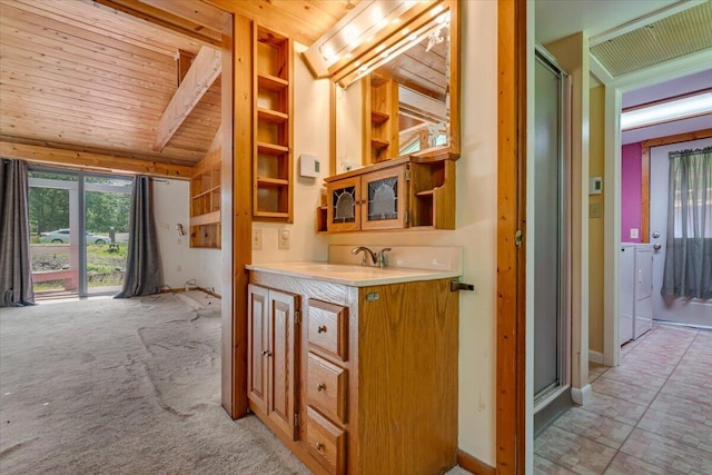 250 Sunrise Loop, Henryville, PA 18332 - bar with wooden ceiling, lofted ceiling, and light colored carpet