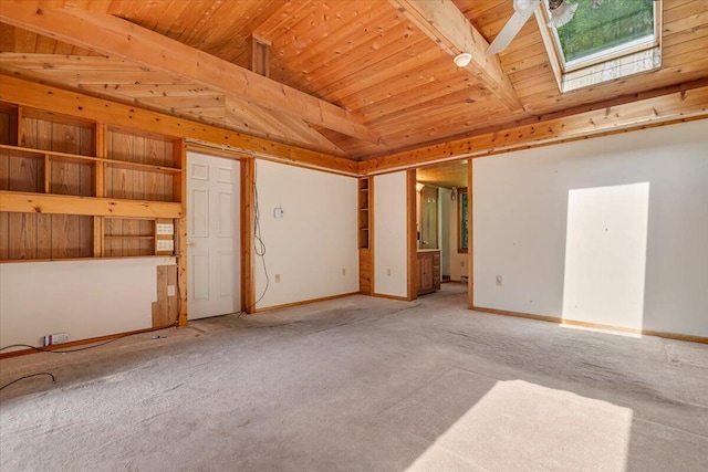 250 Sunrise Loop, Henryville, PA 18332 - carpeted empty room featuring a wooden ceiling with exposed beams and a skylight