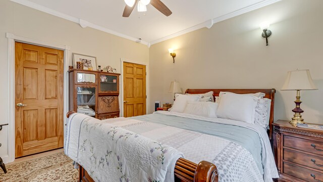141 Old River Rd, Thornhurst, PA 18424 - bedroom featuring crown molding and ceiling fan