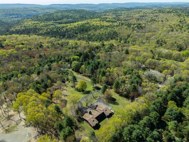 drone / aerial view with a forest view