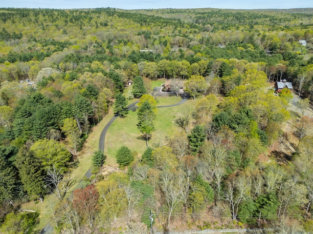 drone / aerial view with a forest view