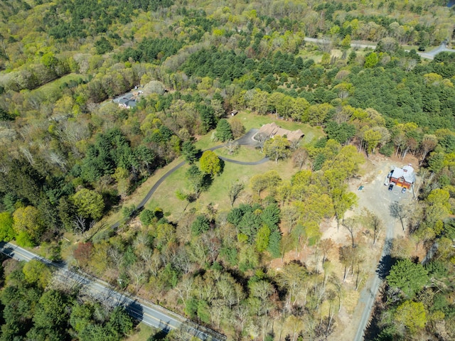 drone / aerial view with a forest view