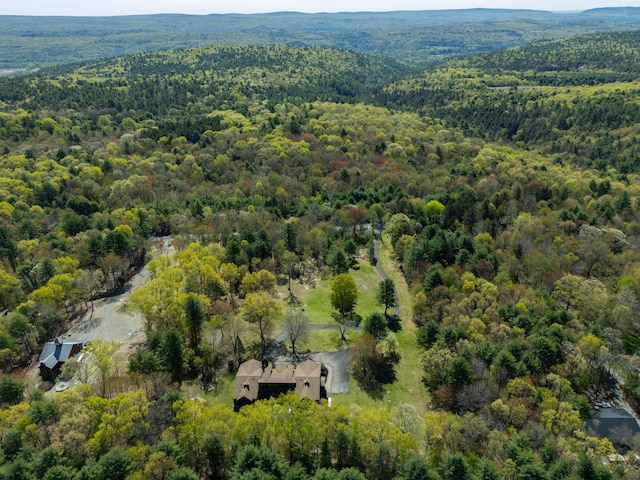 birds eye view of property with a view of trees