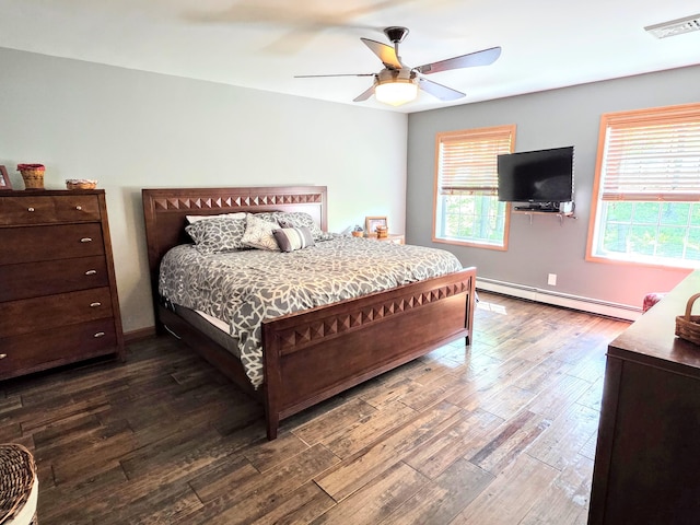 1277 Cherry Hill Rd, Palmerton, PA 18071 - bedroom with a baseboard radiator, wood finished floors, and ceiling fan