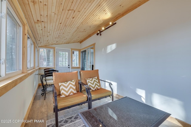123 Shannon Ct, Bushkill, PA 18324 - sunroom / solarium featuring lofted ceiling, wood finished floors, and wooden ceiling