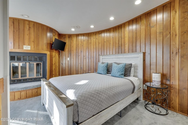 123 Shannon Ct, Bushkill, PA 18324 - carpeted bedroom with recessed lighting and wood walls