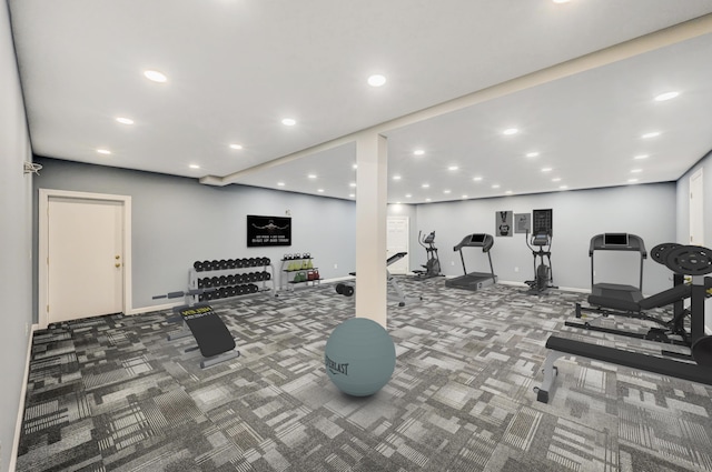 374 Packer Dr, Weatherly, PA 18255 - gym featuring recessed lighting and carpet flooring