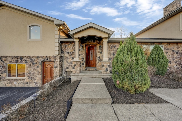 374 Packer Dr, Weatherly, PA 18255 - view of exterior entry with stone siding and stucco siding