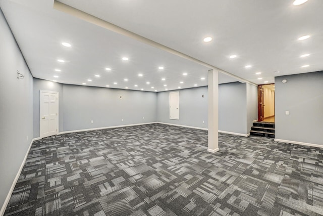 374 Packer Dr, Weatherly, PA 18255 - finished below grade area with baseboards, carpet, and recessed lighting