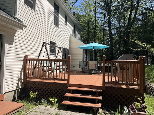 3813 Foxborough Ct, Stroudsburg, PA 18360 - wooden terrace featuring outdoor dining space