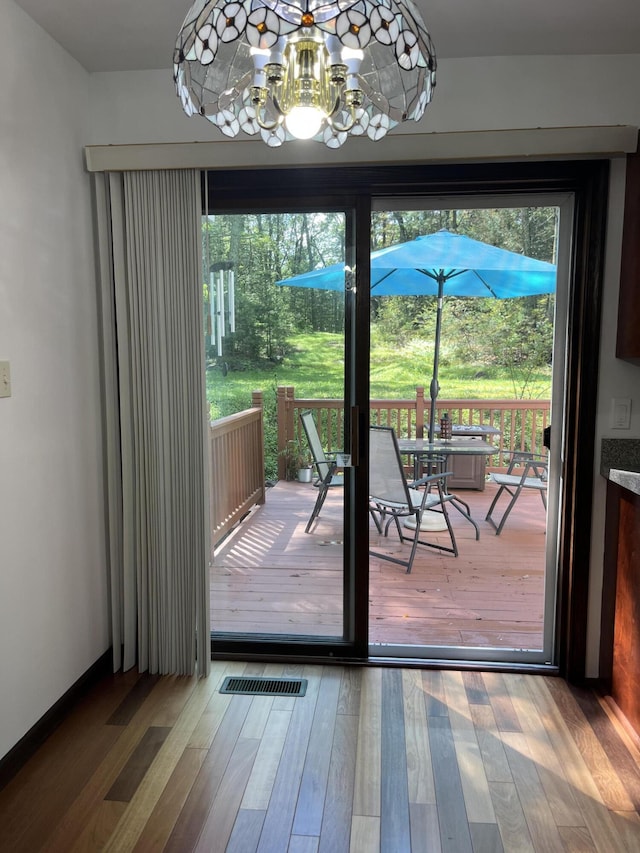 3813 Foxborough Ct, Stroudsburg, PA 18360 - entryway featuring a chandelier and hardwood / wood-style floors