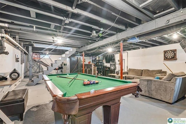 489 Sportsman Club Rd, Nazareth, PA 18064 - rec room featuring concrete flooring and billiards
