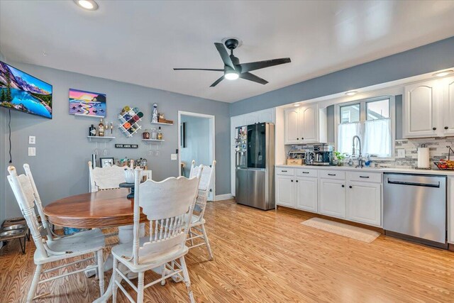 489 Sportsman Club Rd, Nazareth, PA 18064 - dining space featuring ceiling fan and light wood-style flooring