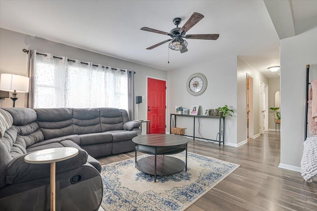 489 Sportsman Club Rd, Nazareth, PA 18064 - living area with ceiling fan and wood finished floors