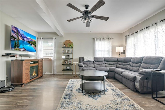 489 Sportsman Club Rd, Nazareth, PA 18064 - living area featuring ceiling fan, healthy amount of natural light, and wood finished floors