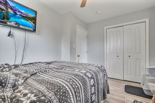 489 Sportsman Club Rd, Nazareth, PA 18064 - bedroom with wood finished floors, a closet, and a ceiling fan