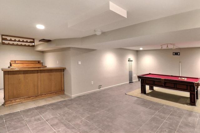 102 Crest Cir E, Stroudsburg, PA 18301 - rec room with pool table, recessed lighting, tile patterned flooring, and bar