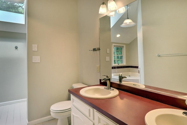 102 Crest Cir E, Stroudsburg, PA 18301 - full bathroom with double vanity, a garden tub, and tile patterned flooring