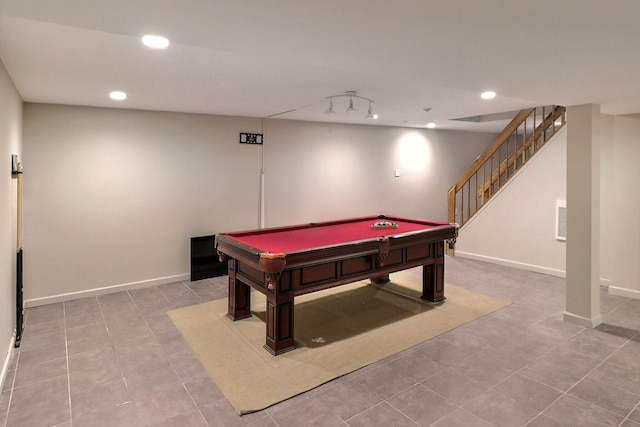 102 Crest Cir E, Stroudsburg, PA 18301 - playroom with billiards, recessed lighting, and tile patterned floors