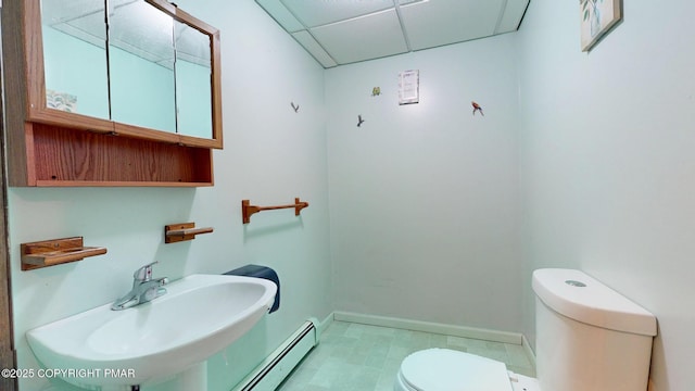 619 Rimrock Rd, Bartonsville, PA 18321 - half bath with baseboard heating and a paneled ceiling