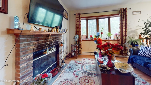 619 Rimrock Rd, Bartonsville, PA 18321 - living room with wood finished floors and a fireplace