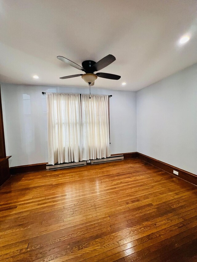 1116 Diamond Ave, Scranton, PA 18508 - spare room featuring wood-type flooring, ceiling fan, baseboards, and recessed lighting