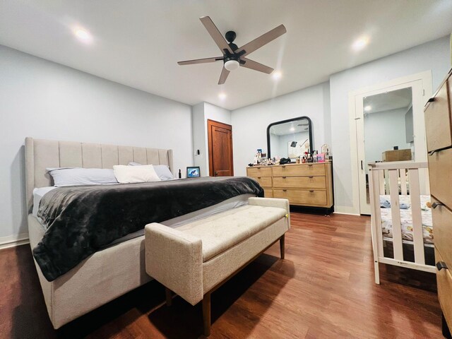 1116 Diamond Ave, Scranton, PA 18508 - bedroom with wood finished floors, recessed lighting, and ceiling fan
