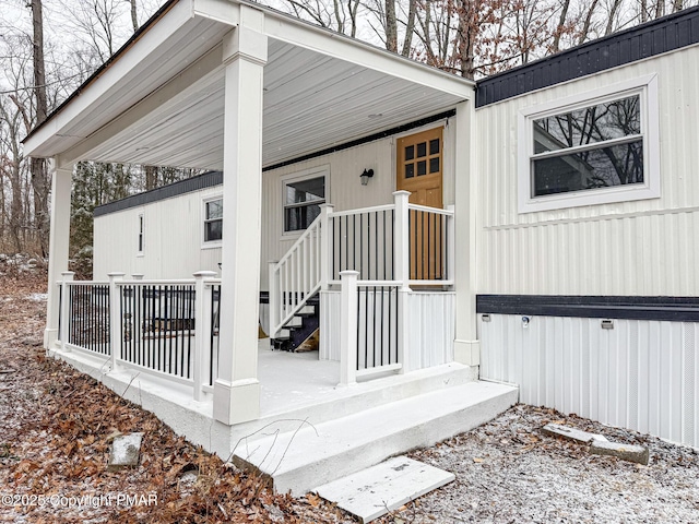 property entrance with a porch