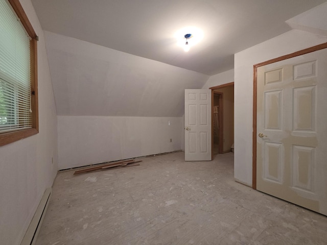 131 Pine Dr, Pocono Lake, PA 18347 - additional living space featuring vaulted ceiling and baseboard heating