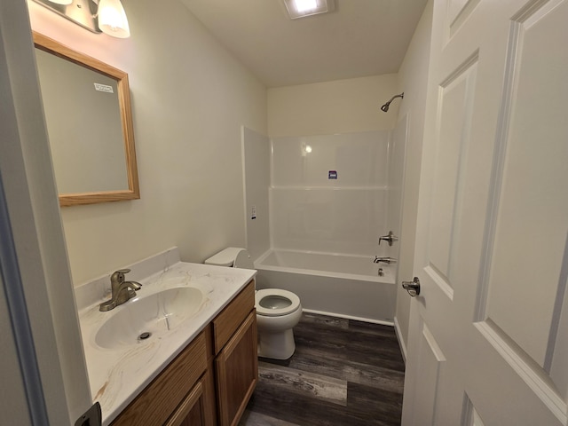 526 Crocus Dr, East Stroudsburg, PA 18301 - full bathroom with toilet, vanity, wood finished floors, and shower / bath combination