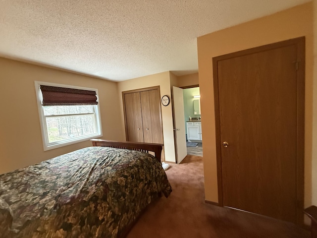 343 Echo Lake Rd, Tobyhanna, PA 18466 - bedroom with a textured ceiling, a closet, and carpet