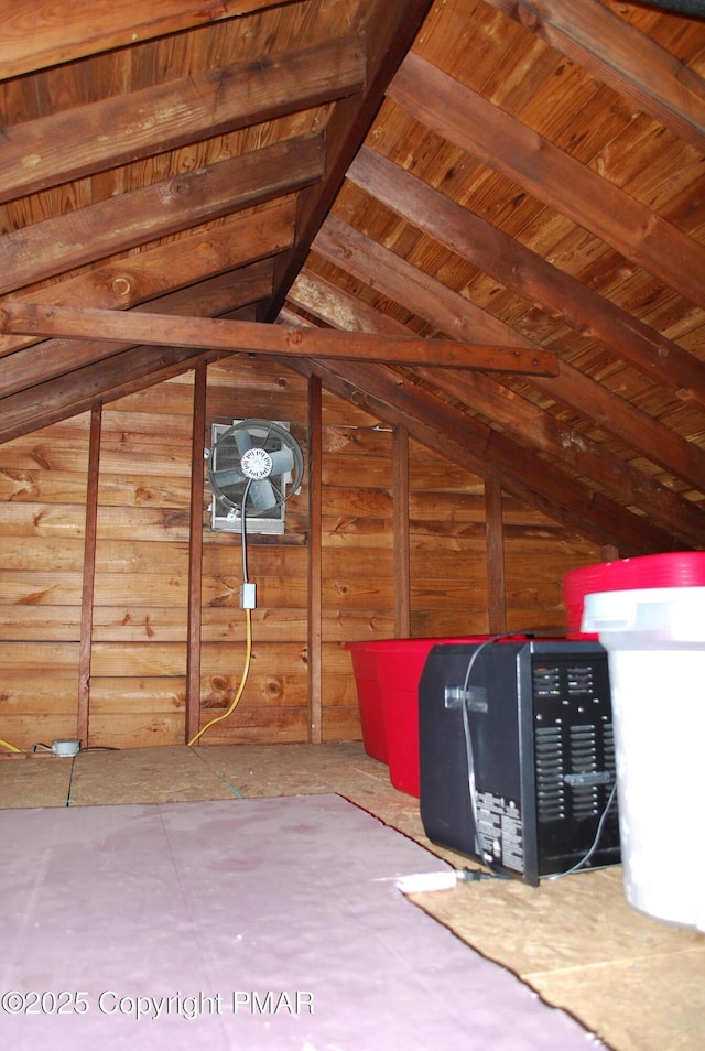 view of unfinished attic