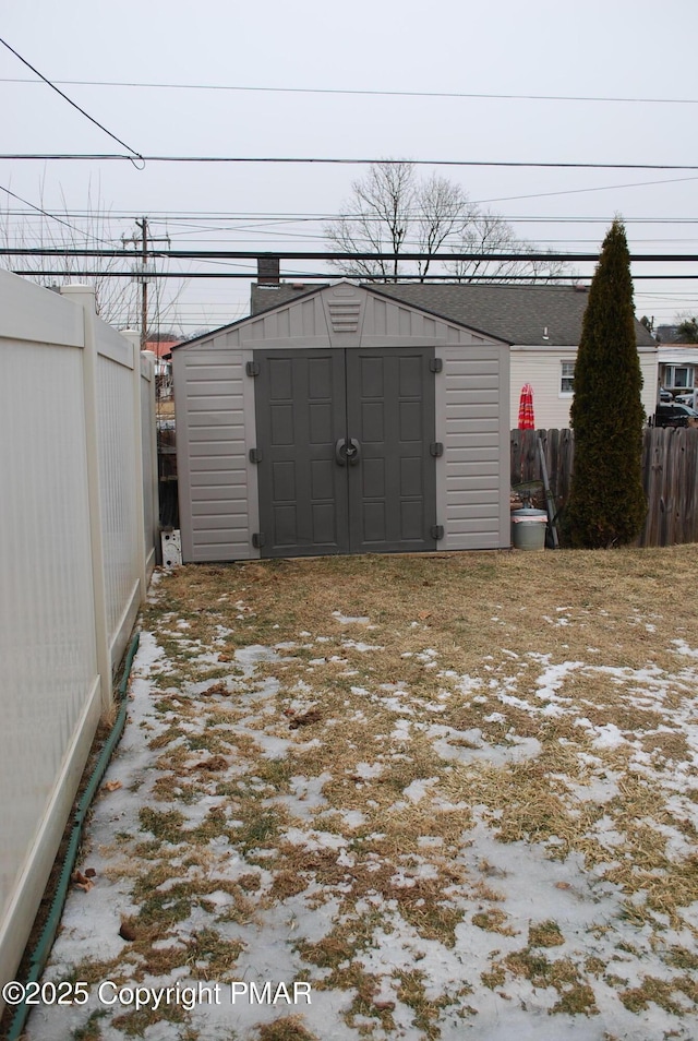 view of snow covered structure