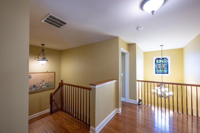 2772 Sheffield Dr, Easton, PA 18040 - hall with an upstairs landing, a chandelier, and wood finished floors