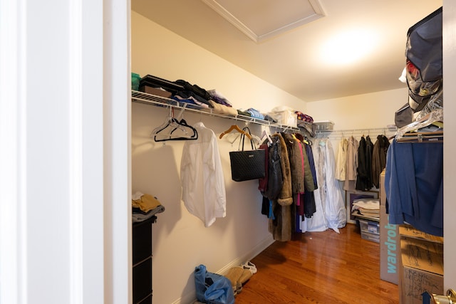 2772 Sheffield Dr, Easton, PA 18040 - spacious closet featuring wood finished floors and attic access
