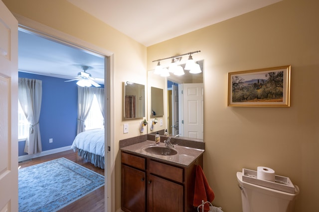 2772 Sheffield Dr, Easton, PA 18040 - bathroom featuring wood finished floors, vanity, and a ceiling fan