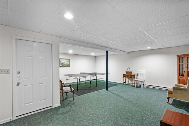 606 Buck Cir, Buck Hill Falls, PA 18323 - playroom with carpet, recessed lighting, and a paneled ceiling