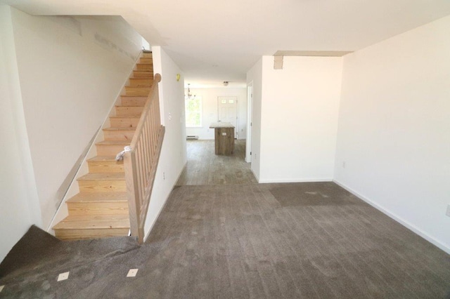 1025 W Princeton Ave, Palmerton, PA 18071 - staircase featuring carpet floors and baseboard heating