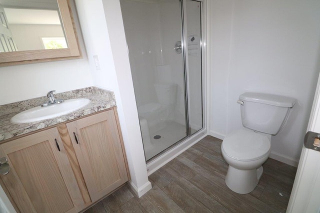 1025 W Princeton Ave, Palmerton, PA 18071 - bathroom featuring wood finished floors, vanity, and a stall shower
