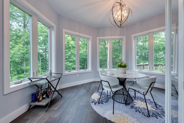 177 Wolf Hollow Rd, Lake Harmony, PA 18624 - sunroom / solarium featuring plenty of natural light, baseboards, and a notable chandelier